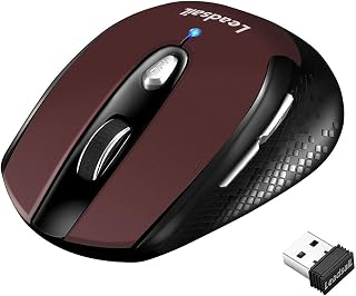 Compare LeadsaiL Wireless Mouse for Laptop, Silent Cordless USB Mouse, 6 Buttons, Battery Included, 1600DPI with 3 Adjustable Levels Dark Red at KSA Price