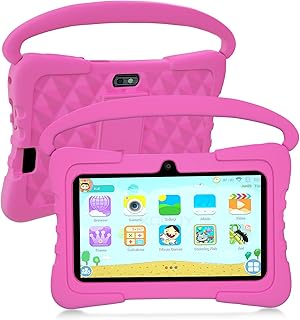Compare 7 inch Kids Tablet, Quad Core Android 12 2GB 32GB, Parental Control, Eye Protection, Shockproof Case, Dual Camera, WiFi, Bluetooth, Learning Tablet for Kids  K3 Pink at KSA Price