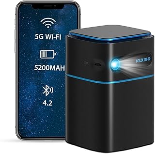 NexiGo Smart WiFi Mini Portable Projector, 4K Supported,…
