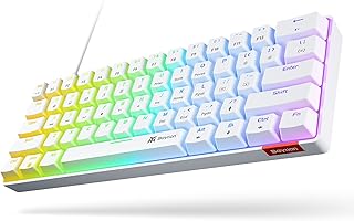 Compare Mechanical Gaming Keyboard, Baytion 61 Keys Ultral Compact Wired Keyboard with Blue Switches and RGB Backlit for iOS, Android and Windows, White at KSA Price