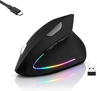 Compare Wireless Bluetooth Ergonomic Vertical Mouse, Rechargeable Silent Slim Laptop Mouse,PortableBT5.2+USB Receiver LED Dual Mode Computer Mice,for Laptop,Desktop Computer,ipad Tablet,Phone,TV Black at KSA Price