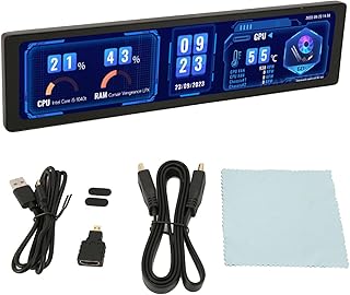 Compare Vikye PC CPU Data Monitor, 11.9 Inch IPS Display with Zinc Alloy Case, PC Screen with Speaker, 320X1480 HD Computer Temperature Monitor for Computer Case, Secondary Screen at KSA Price