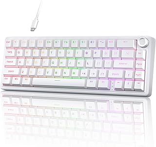 Compare TMKB T68E 60% Wired Gaming Mechanical Keyboard, RGB Backlit HotSwappable Gasket Mount, Creamy Keyboard with PreLubed Blueberry Switch, White at KSA Price