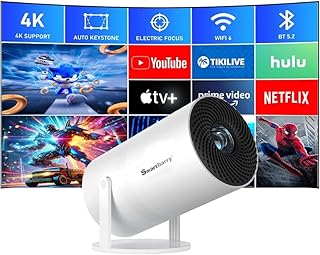 Smartbarry 4K 1080P Mini Projector with WiFi and Bluetooth…