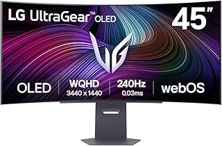 Compare LG UltraGear™ 45GX90SAB Curved Gaming Screen 45"  OLED Panel WQHD 3440x1440, 0.03ms GtG 240Hz, DisplayHDR™ TrueBlack 400, DCIP3 98.5% CIE1976, AMD FreeSync Premium, NVIDIA GSync at KSA Price