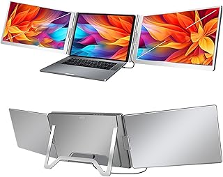 Compare 15.6 Inch Laptop Screen Extender, FHD 1080P Triple Portable Monitor for 12"18.5" Laptops with Stand, Type C Plug Play, Foldable Design, for Games at KSA Price