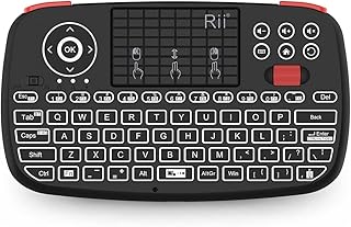 Compare Rii Upgrade i4 Mini Bluetooth Keyboard with Touchpad, Blacklit Portable Wireless Keyboard with 2.4G USB Dongle for Smartphones, PC, Tablet, Laptop TV Box iOS Android Windows Mac.Black at KSA Price