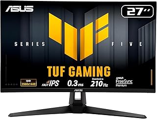 Compare ASUS TUF Gaming VG27AQ5AJ Gaming Monitor: 27inch, QHD2560x1440, 210HzOC, Fast IPS, ELMB SYNC, 0.3ms GTG min., Stereo speaker, DisplayWidget Center, Black  Infiniarc Edition at KSA Price