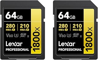 Compare Lexar GOLD Series Professional 1800x 64GB UHSII U3 SDXC Memory Card, 2Pack at KSA Price