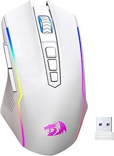 Compare Redragon Wireless Gaming Mouse, TriMode 2.4GUSBCBluetooth Mouse Gaming, 10000 DPI, RGB Backlit, Fully Programmable, Rechargeable Wireless Computer Mouse for Laptop PC Mac, White at KSA Price