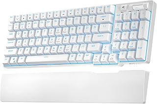 Compare RK ROYAL KLUDGE RK96 90% Triple Mode BT5.02.4GUSBC Hot Swappable Mechanical Keyboard with Magnetic Hand Rest, 96 Keys Wireless Bluetooth Gaming Keyboard with Software, Blue Backlight, Red Switch at KSA Price