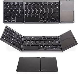 Compare Eacam Wireless BT Keyboard Mini Folding Keyboard Portable Ultra Slim BT Keyboard with Touchpad for windowsAndroid Silver at KSA Price