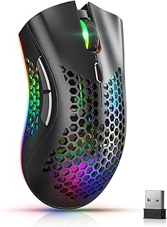 Compare AAJO Wireless Gaming Mouse, Computer Mouse with Honeycomb Shell, 6 Programmed Buttons, 3 Adjustable DPI, Silent Click, USB Receiver, Ergonomic RGB Optical Gamer Mice Mouse for Laptop PCMac,Black at KSA Price
