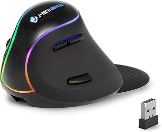 Compare JTech Digital Ergonomic Mouse with Wireless Connection, Removable Palm Rest, Thumb Buttons, Rechargeable Battery, 800 DPI, Compatible with Windows and MAC OS at KSA Price
