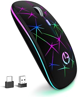 Compare TaIYanG Wireless Mouse, 2.4G Portable Optical Quiet RGB Mouse with USB Receiver and Type C Adapter, 3 Adjustable DPI Levels, Wireless Computer Mice for Laptop, Computer, PC, MacBook, Desktop at KSA Price