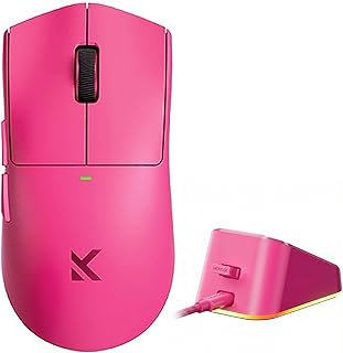 Compare Hyekit MCHOSE K7 Ultra Wireless Esports Gaming Mouse with Magnetic Charging Dock, PAW3950 Optical Sensor, Dual 8K Polling, 42K DPI, 59g Lightweight, 5 Programmable Buttons, 130 Hr Battery Magenta at KSA Price