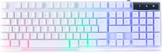 Compare Orzly White Gaming Keyboard RGB USB Wired Rainbow Keyboard Designed for PC Gamers, PS4, PS5, Laptop, Xbox, Nintendo Switch, RX250 Hornet Edition at KSA Price
