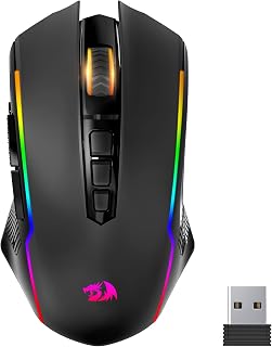 Compare Redragon M910KS Ranger Lite Wireless Gaming Mouse 8000 DPI, PC Gaming Mice with Fire Button, RGB Backlit Programmable Ergonomic Mouse Gamer, Rechargeable, 70Hrs for Windows, Mac Gamer, Black at KSA Price