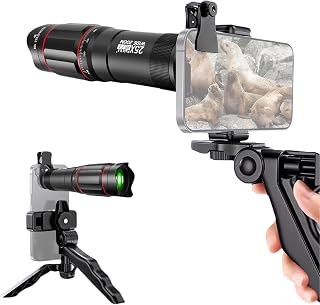 Compare Bolivia's Mobile Phone Lens Kit, 25X Telephoto Photography Set with Universal Clip and Tripod, for Hiking, Camping, Animal Watching, Moon, Sports, Games, High Definition Camera Lens kit at KSA Price