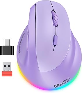 Compare MEETION Ergonomic Mouse, Wireless Vertical Mouse RGB Backlit, Rechargeable Mice for Bluetooth5.2+3.0 & USBA with USBC Adapter, 4 Adjustable DPI Compatible MacWindowsAndriodPCTabletiPad Purple at KSA Price