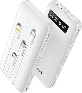 Power Bank 10000mAh with Built in Cable, Portable…