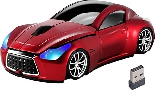 Compare Car Mouse Wireless Cool Sport Car Shaped Computer Mice with LED Headlight USB Receiver 1600 DPI 3 Buttons 2.4GHz Portable Optical Mini Small Mouse for Laptop PC Desktop Computer Kids Adults Gift Red at KSA Price
