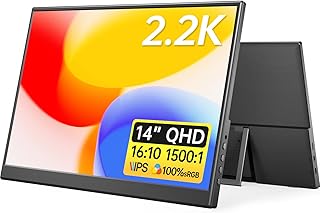 Yxk Portable Monitor 14 inch 2.2K QHD USB…