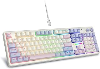 Compare EYOOSO Creamy Mechanical Gaming Keyboard Wired, Full Size, White Pink at KSA Price