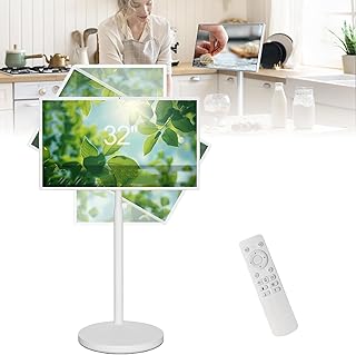 Compare 27" Touchscreen TV with Oncell Touch Screen, Portable Smart Monitor on Wheels, Rolling Tablet with Auto Play, Wireless Screen Mirroring, Camping TV with Remote Control White8+128G at KSA Price