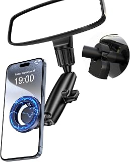 Compare Magnetic Phone Holder for Car, Rear View Mirror Phone Holder, 360° Rotating Car Phone Mount, Compatible with iPhone 171615141312 Series and All Phones with Magsafe Case or Metal Ring at KSA Price