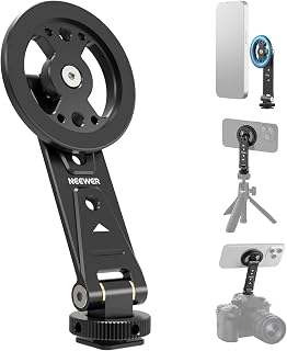 Compare NEEWER Magnetic Phone Tripod Mount Compatible with MagSafe iPhone Samsung, Metal Adjustable Rotatable Cellphone Holder Adapter wCold Shoe for Tripod Mounting Camera Monitoring Video Recording, DS031 at KSA Price