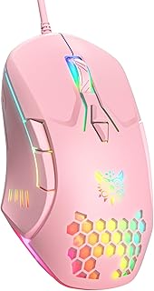 Compare Gaming Mouse, Wired PC Entry Level Mouse with RGB Backlit and Adjustable DPI, Ergonomic Office Laptop Mouse, Computer Gamer Mouse with 7 Responsive Buttons for WindowsMacLinuxChrome at KSA Price