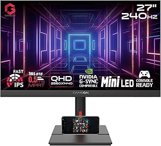 Compare GAMEON Mini LED 27” Fast IPS Gaming Monitor – QHD 2K 2560x1440p, 240Hz, 0.5ms MPRT, HDMI 2.1 Port, FreeSync GSync, Crosshair Assistant, HDR Ready, VRR, PS5 Compatible, GOML27QHD240IPS  Black at KSA Price