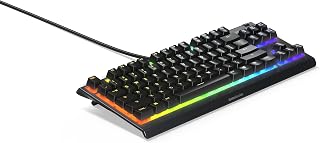 Compare SteelSeries Apex 3 TKL RGB Gaming Keyboard  Compact Tenkeyless Form Factor  8 Zone RGB Lighting  IP32 Water and Dust Resistant  Silent Gaming Switch  AntiGhosting at KSA Price