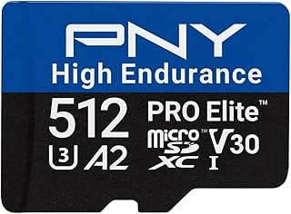 Compare PNY 512GB PRO Elite™ High Endurance C10 U3 V30 A2 microSDXC Flash Memory Card – Up to 10090MBs ReadWrite, 4K UHD, Full HD, UHSI, Surveillance, Home Security, Continuous Recording, Dash Cam at KSA Price