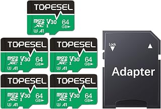 TOPESEL 5-Pack Micro SD Card 64GB with UHS-I, U3,…