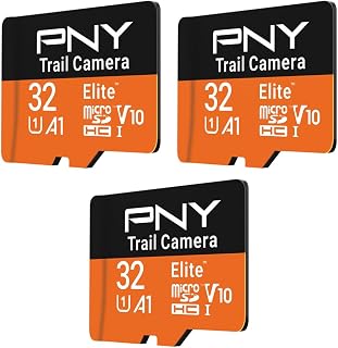 Compare PNY 32GB Elite Class 10 U1 V10 A1 microSDHC Trail Camera Flash Memory Card – Read Up to 100MBs, UHSI, HD Photo & Video, Outdoor Camera, Tactile Use, Wildlife Enthusiasts, 3Pack at KSA Price