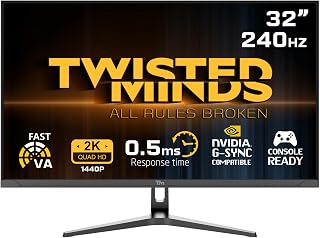 Compare TWISTED MINDS TM32CFHD180VA Eclipse Series, Curved 31.5 Inch,1920x1080p FHD VA Panel, 180Hz Refresh Rate,1ms Response Time, MPRT, Black Gaming Monitor, شاشه قيمنق 31.5 بوصة at KSA Price