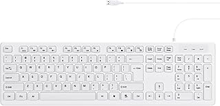 Compare MCSaite Wired White USB 104 Keys Computer Keyboard with Stands,Waterproof  US Layout Compatible for Windows, PC, Laptop at KSA Price