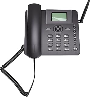 Compare Kikumi 【Title】 Wireless GSM Desk Phone Quadband Dual SIM Card 2G Fixed Wireless Phone with Antenna Radio Alarm Clock for Home Call Business Hotel at KSA Price