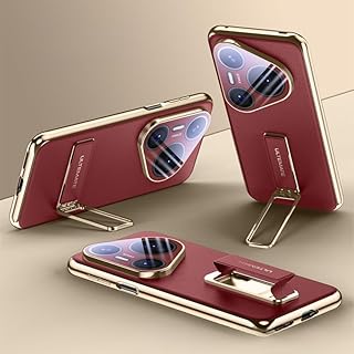 Compare Fegishilly Magnetic Leather Case Compatible with Huawei Pura 80 ProPura 80 Pro Plus Cover with Lens Film and Flip Bracket, Seismic and Anti Fall Protective Cover Case Red at KSA Price