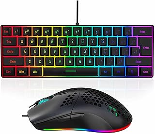 Yanmis Wired Keyboard and Mouse Combo, RGB Backlit…
