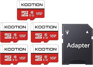 Compare KOOTION Micro SD Cards 16GB Class 10 Pack of 5 Mini SD Card 5 Pieces Memory Cards UHSI MicroSDHC 16G Set Memory Cards Pack of 5 SD Cards Micro SD Cards for Cameras Mobile Phone Tablets Android at KSA Price