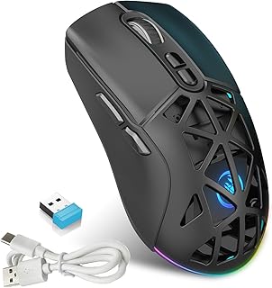 Compare Wireless Gaming Mouse, BT5.1 + 2.4G Dual Mode 7Button Gaming Mouse with USB Receiver, ماوس قيمنق لاسلكي, up to 4800 DPI, Rechargeable Mouse with RGB Backlight for Mac, Laptop, Computer, PC at KSA Price
