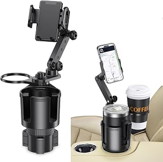 Compare Cup Holder Phone Mount for Car, 2024 New Car Cup Holder Expander, Universal Car Phone Stand holder adjustable base, 360° Rotation Cell Phone Holder Compatible with iPhone, Samsung & All Smartphones at KSA Price