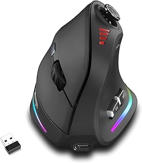 Compare Gaming Mouse with 5 D Rocker, Wireless Vertical Mouse with 24000 DPI 12 Programmable Buttons, Computer Mouse for GamerPCESportsLaptop Black at KSA Price