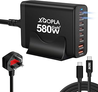 Compare Xoopla 580W Fast Charging Station, 8Port Charger Type C with 2x140W, 100W USB Cable, Multi USB Charger Power Adapter Plug for iPhone, iPad, MacBook, Galaxy, and More at KSA Price