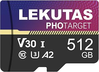 Compare 512GB Micro SD Card, microSDXC UHSI Flash Memory Card TF Card, High Speed 100MBs, C10, U3, A2, V30, for Full HD, 4K UHD Video Recording at KSA Price
