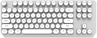 Compare Retro Typewriter Mechanical Keyboard, Wired Wireless Dual Mode, RGB Backlit Round Punk Keycaps, Programmable Gaming Keyboard for PC Mac Laptop White at KSA Price