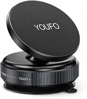 Compare Magnetic Car Phone Holder | with Vacuum Suction Base, 360° Rotation Mobile Stand, Strong Hold Dashboard Screen Mount for Smartphones, Reusable Phone Holder for Car, Desk, Glass & Smooth Surfac at KSA Price